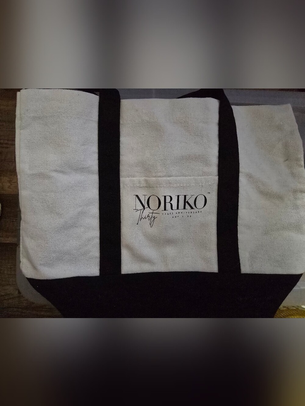NORIKO Canvas Tote Bag in Cream and Black